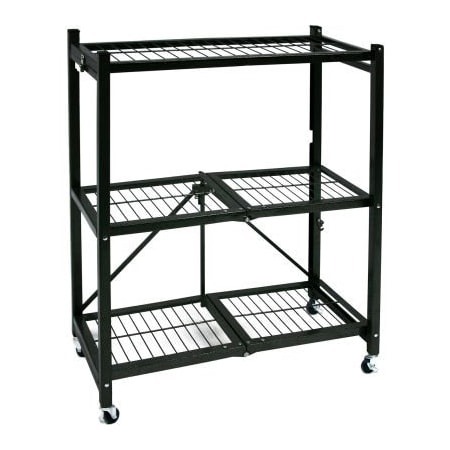 Origami Rack Origami R3-01W General Purpose Collapsible Shelf With Wheels, 3 Tier Steel R3-01W